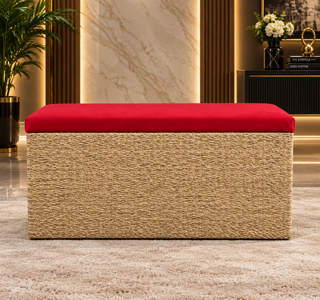 باکس نشیمن حصیریWicker Storage Bench